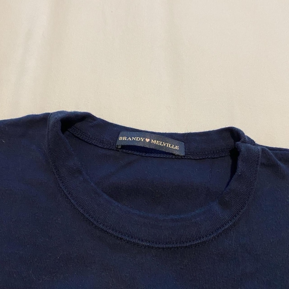 Navy Blue Brandy Melville Short Sleeve Shirt - Picture 2 of 3
